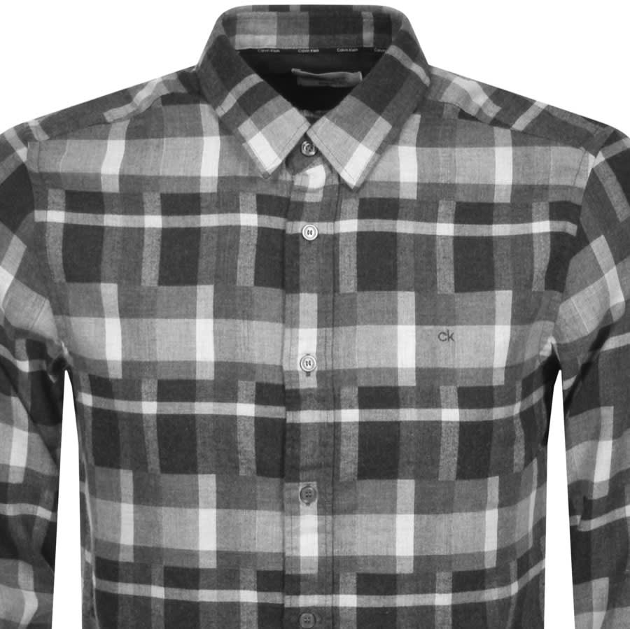 Alternative Image for ProductCalvin Klein Check Flannel Long Sleeved Shirt Grey2